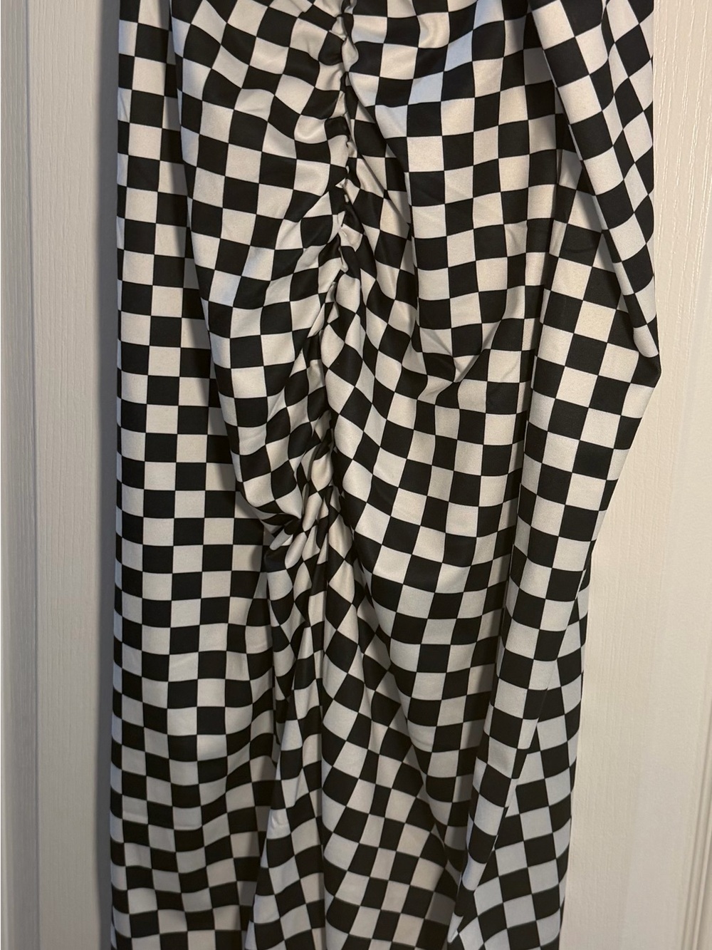 Y2K Punk Black and White Checkered Women's Ruched leggings